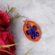 Flower Engraved Orange Lampwork Glass Pendant for Jewellry Making - 1 Piece